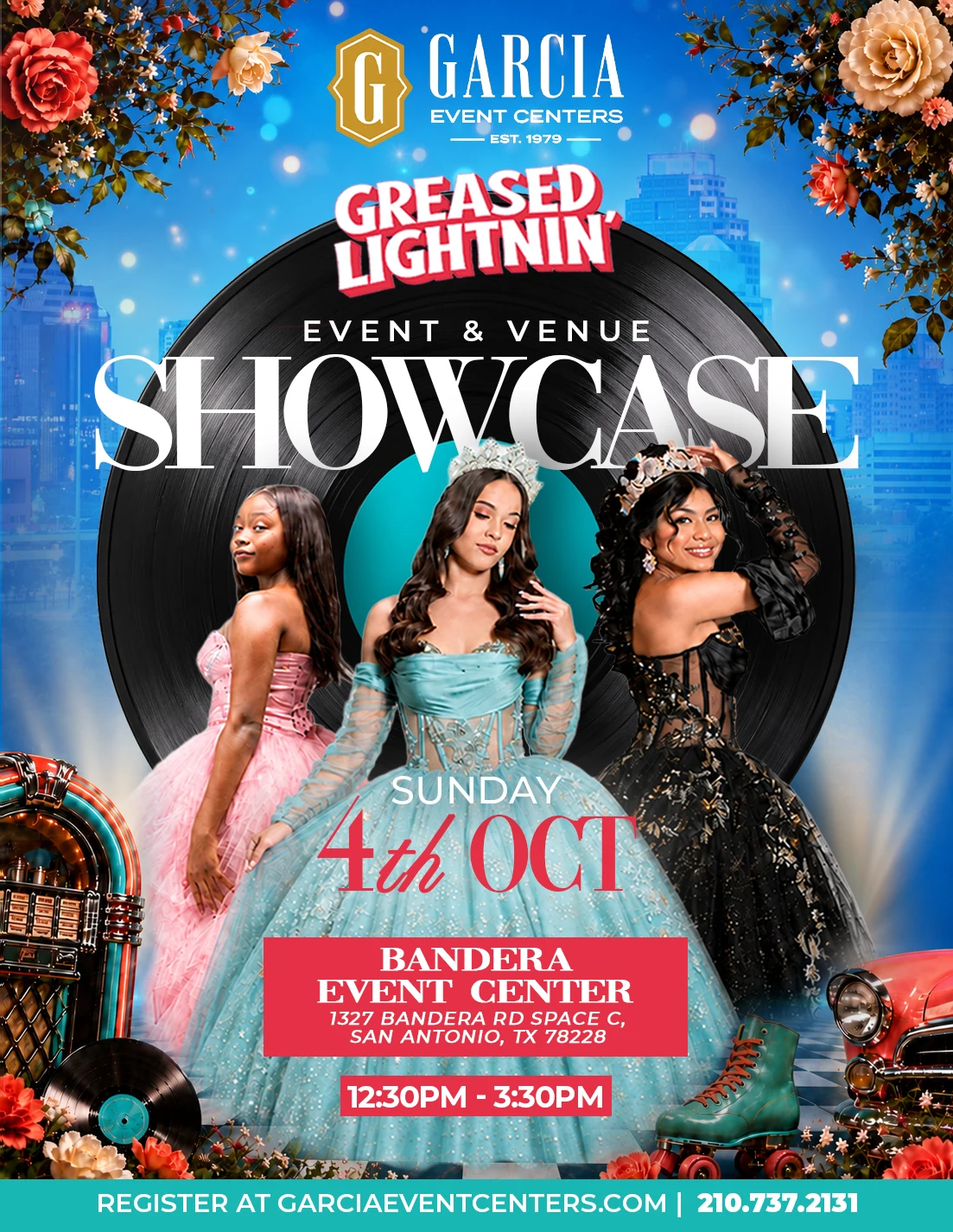 Garcia Event Centers Greased Lightnin' event and venue showcase flyer
